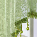 elvesmall Green Valance Sheer Drape for Small Window Short Curtain With Lace Beads Bottom Kitchen Home Decoration Blinds #E