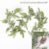 elvesmall Artificial Christmas Garland Wreaths Pine Needles Berry Cone Rattan Home Party Decoration Hanging Ornament Fireplace Wall Decor