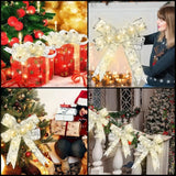 elvesmall  Christmas Decoration LED Ribbon Fairy Lights Christmas Tree Ornaments for Home 2023 DIY Bows Light String Navidad New Year