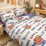 elvesmall Blue Checkerboard Print Bedding Sets Nordic Duvet Cover Simple Lattice Quilt Cover Bed Sheet For Kdis Adults Bedclothes