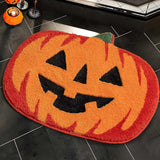 elvesmall Halloween Pumpkins Floor Door Mats Waterproof Kitchen Flannel Carpets Hallway Rugs Bedroom Bathroom Non-Slip Entrance Doormat