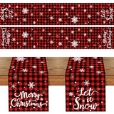 elvesmall Merry Christmas Red Black Grid Snowflake Table Runner Christmas Decoration For Home  Navidad Natal Xmas Tablecloth New Year
