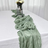 elvesmall  4PCS Cotton Gauze Table Runner Wedding Doily Sage Rustic Tablecloth Cheesecloth Table Cover Festival  Party Sheer Home Decor