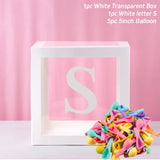 elvesmall Transparent Balloon Letter Box Baby Shower Decoration Birthday Wedding Custom Name Balloon Box 1st Birthday Party Decorations