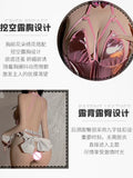 elvesmall  Bunny Girl Sexy Lingerie Open Cup Leather Bodysuit Backless Hollow Butt Bow Jumpsuit Open Crotch Catsuits Maid Roleplay Clubwear