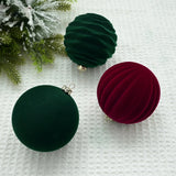 elvesmall 12pcs 8cm Christmas Balls Ornament Flocked Christmas Tree Ball Decorations Plastic Velvet Balls Xmas Decorative Hanging Ornament
