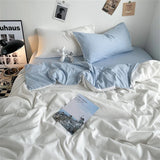 elvesmall Bedding Set Home Bedroom Decor Washed Cotton Bed Sheets Set Double Duvet Cover Set Duvet Cover Flat Sheet Quilt Cover Pillowcase