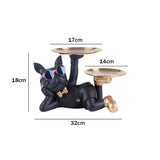 elvesmall  Bulldog Cool Sculpture Dog Ornament Butler Storage Box with Tray Nordic Table Decoration Resin Animal Sculpture Coin Piggy Bank