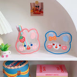 elvesmall Kawaii Transparent Acrylic Pen Holder Desktop Organizer INS New Fashion Cute Bear Bunny Office Stationery Cosmetics Storage Box