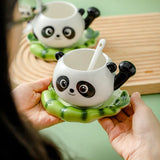 elvesmall  -  Creative Bamboo Panda Ceramic Teacup Cartoon Cute Bear Coffee Cup Couple Gift Dessert Milk Mug Home Water Mug Home Decoration