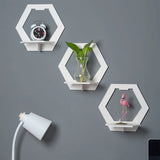 elvesmall 3Pcs Wall Organizer Wall Shelf Set Punch Bedside Wall Display Stand Wall Mounted Flower Pot Holder Tv Backgrou Room Decora