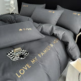elvesmall Nordic Luxury Egyptian Cotton Bedding Set King Queen Double Twin Size with Sheet Duvet Cover Pillowcases 1/2 People Bed Linens