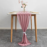elvesmall Chiffon Table Runner Wedding Arch Chair Decoration Solid Color Gauze European-American Style Banquet Party Marriage Dining