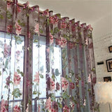 elvesmall 1pc Peony Tulle Curtains For Kitchen Door Window Living Room Bedroom Jacquard Sheer Voile Yarn Curtains