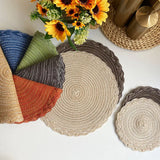 elvesmall 8PCS Decor Table Products Woven PlacematS Heat MATS  Round Tables  Placemats Coasters Party Wedding Home Decoration Props