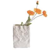elvesmall  Simple cream style imitation paper bag pleated ceramic vase Hydroponic vase Home decoration room decoration ins simple
