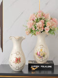 elvesmall Ceramic Vase 3D Stereoscopic Dried Flowers Arrangement Wobble Plate Living Room Entrance Ornaments Home Decorations