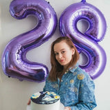 elvesmall Boy Girl Birthday Balloons 32inch Purple Number baloon 1 2 3rd Birthday Party Decoration Kids anniversaire 9/1/3 years old