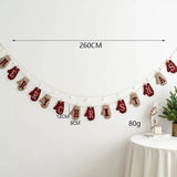 elvesmall 2.6M Christmas Wool Felt Hanging Flag Banner Letter Triangle Pendants Wall Stockings Gloves Bunting For Xmas Home Decoration