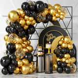 elvesmall 107pcs Black Gold Balloon Set. Graduation Season New Year's Retirement Wedding Birthday Gender Reveal Party Supplies Decoration