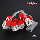 elvesmall Christmas Wood House LED Light Xmas Tree Decorative Light String Wall Hanging Decoration Christmas Atmosphere Decor