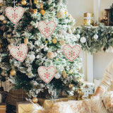 elvesmall  10Pcs/Lot Christmas Wooden Ornaments DIY Xmas Tree Hanging Pendants Decoration For Home New Year Party Decor Supplies