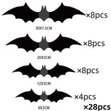 elvesmall Halloween Decoration 3D Black PVC Bat Halloween Party DIY Decor Wall Sticker Bar Room Halloween Party Scary Decos Props