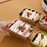 elvesmall Stainless Steel Food Storage Serving Trays Rectangle Sausage Noodles Fruit Dish With Cover Home Kitchen Organizers Food Containe