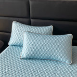 elvesmall  -  Simple Thicken Latex Summer Mat for Bed High-quality Cool Feeling Fabric Fitted Bed Sheet Set Queen Breathable Ice Silk Bed Mats