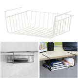 elvesmall Kitchen Closet Shelves Cupboard Hanging Under Shelf Storage Iron Mesh Basket Cabinet Door Organizer Rack Desk Closet Holders