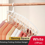 elvesmall Rotating Folding Clothes Hanger Closet Organizer Multi-port Clothing Drying Rack Foldable Plastic Scarf 11-hole Storage Hangers