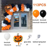 elvesmall 156Pcs Halloween Balloons Garland Kit Pumpkin Foil Ballon Double Stuffed Balloons Arch Kit 3D Scary Bat Decor Globos Decorations