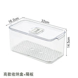 elvesmall Refrigerator Storage Box Food Vegetable Fruit Fresh Preservation Transparent PET Box Drain Kitchen Organizer Storage Containers