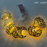 elvesmall  Ramadan Star Moon Castle LED String Lights Eid Mubarak Gift Islam Muslim Ramadan Kareem Decorations for Home Eid al-Fitr Party