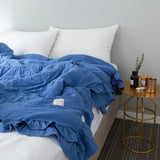 elvesmall Summer Blanket Cool Blanket Korean style  ruffled  spring  autumn solid color air conditioning blanket, 담요 cool duvet sheet