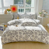 elvesmall Floral Print Brushed Home Bedding Set Simple Fresh Comfortable Duvet Cover Set with Sheet Comforter Covers Pillowcases Bed Linen