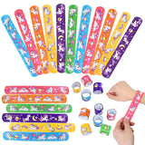 elvesmall 10pcs Rainbow Unicorn Slap Bracelets Mermaid Dinosaur 1st Birthday Party Decoration Wristband Christmas Kids Unicorn Gifts Toys