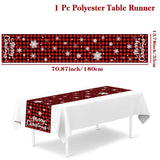 elvesmall Merry Christmas Red Black Grid Snowflake Table Runner Christmas Decoration For Home  Navidad Natal Xmas Tablecloth New Year