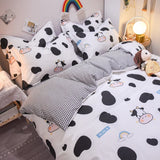 elvesmall Children and Teenagersl 100% Cotton Bedding Set: 1 Duvet Cover 2 Pillowcases 1 Fitted Sheet, Suitable for Boys Girls, Cute Style