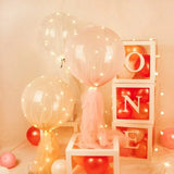 elvesmall 1Set Led Balloon With Column Stand Luminous Transparent Bobo Balloons Stand LED String Lights Wedding Birthday Party Decoration