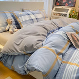 elvesmall  Professional Checkered Retro Grid Comforter Bedding Sets Cotton Bedding Set Bedding Jacquard King Linen Bed Duvet Cover Size