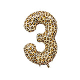 elvesmall  1Pcs 32 Inch Cheetah Leopard Print Digital Aluminum Film Balloon 1-9 digital Balloon Kids Jungle Safari Birthday Party Decoratio
