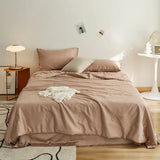 elvesmall Amazing Quality Silk Solid Color Home Bedding Set Duvet Cover Pillow Case Bed Sheet Quilt Cover Set