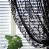 elvesmall Black Floral Tulle Ruffle Lace Vintage Voile Sheer Curtains for Bedroom Romantic Flower Light Filtering Window Drapes Custom