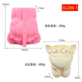 elvesmall Silicone Mold Cartoon Wreath Cat Flower Pot Succulent Pen Holder DIY Making Resin Concrete Vase Cactus Silicone Mold Home Decor