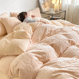 elvesmall Luxury Winter Thicken Warm Velvet Bedding Set Nordic Double Duvet Cover Set 4pcs Plush Queen Quilt Cover Bed Sheet Pillowcase