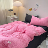 elvesmall INS Solid color Bedding Comforter sets Duvet Cover bedsheets set pillowcases Bedding Linens Set Queen/King Bed