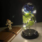 elvesmall  LED Enchanted Galaxy Rose Eternal 24K Gold Foil Flower With Fairy String Lights In Dome For Christmas Valentine's Day Gift