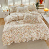elvesmall 1pc Ruffles Duvet Cover Pure Cotton Comforter Cover Floral Style Bed Covers housse de couette Girls Quilt Cover (No Pillowcase)