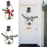 elvesmall Christmas Luminous Snowman Wreath Garland Led Light Door Decoration Artificial Home Window Wall Background Door Hanging Ornament
